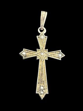 Art Deco style sterling silver marcasite cross crucifix Christian pendant